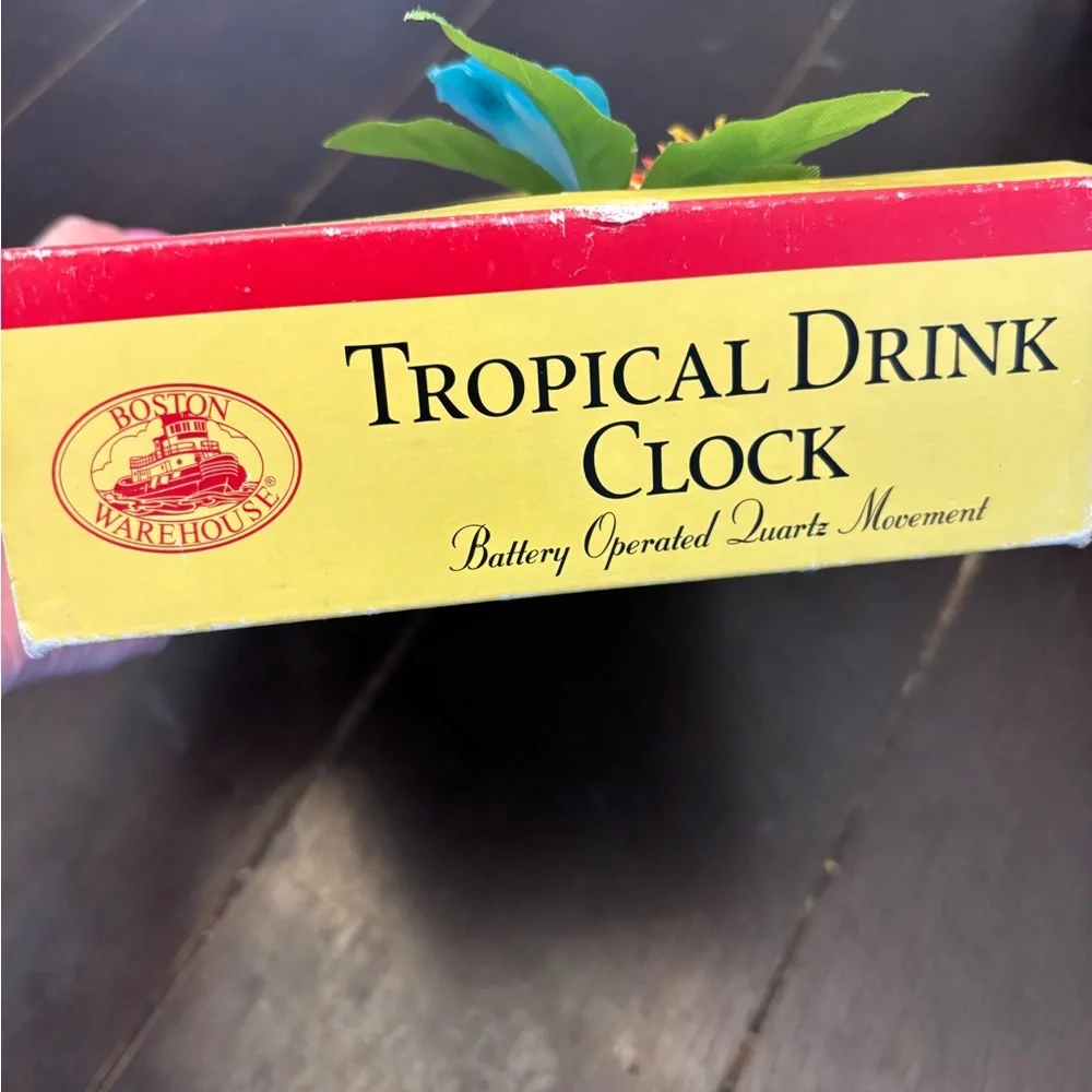 Tropical Drink Wall Clock Floral Design happy hour decor beach pool bar party